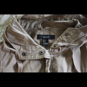 Tan/brown trench-style, zip-up coat. Never worn